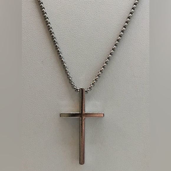 Other - SILVERTONE UNISEX MINIMALIST CROSS NECKLACE